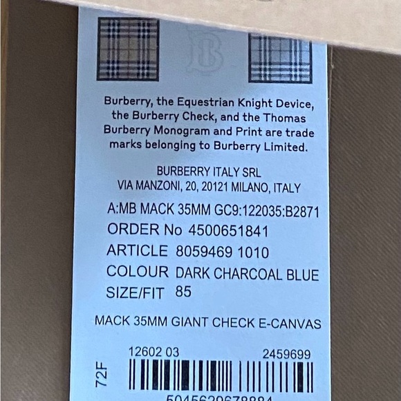 NEW Burberry Check & Leather Belt (O/S) - Picture 7 of 7